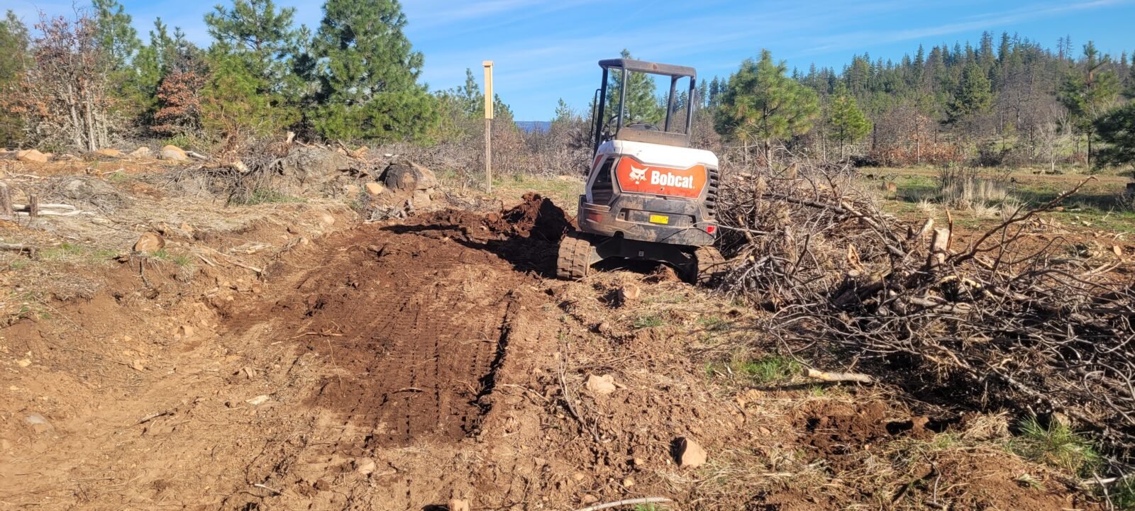 Digging the ditch for my Dryland Hugelkultur with the excavator.