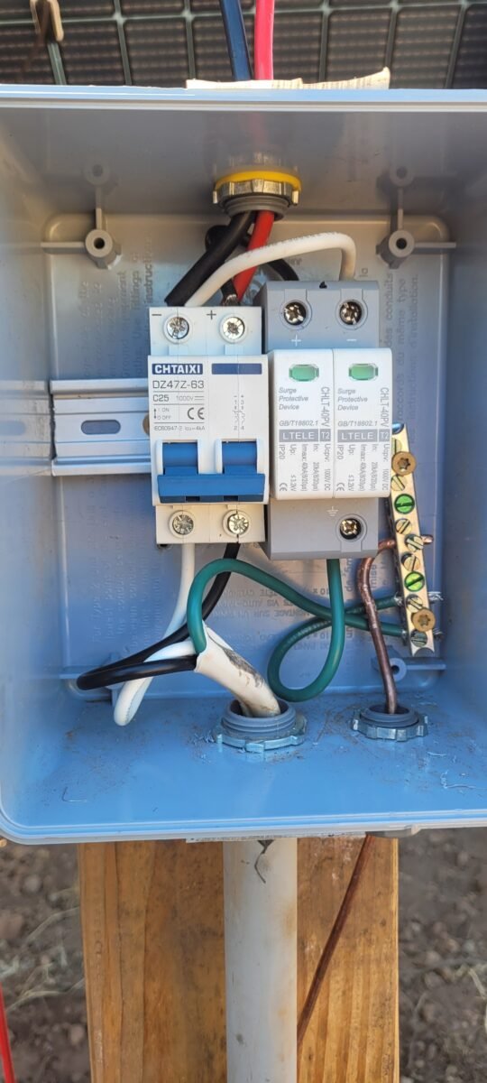 Components at the solar panels.