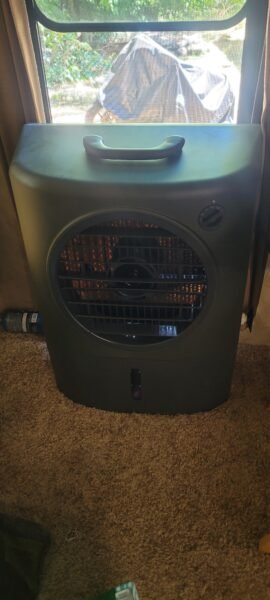 Indoor swamp cooler for comfortable living...off grid.